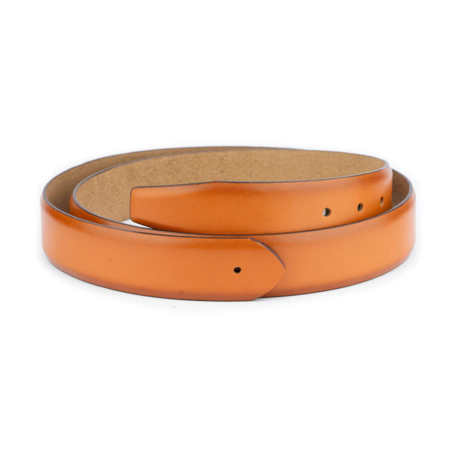 men belt strap for buckles light brown leather with premade hole 1 LIGTAN35HOLNOS