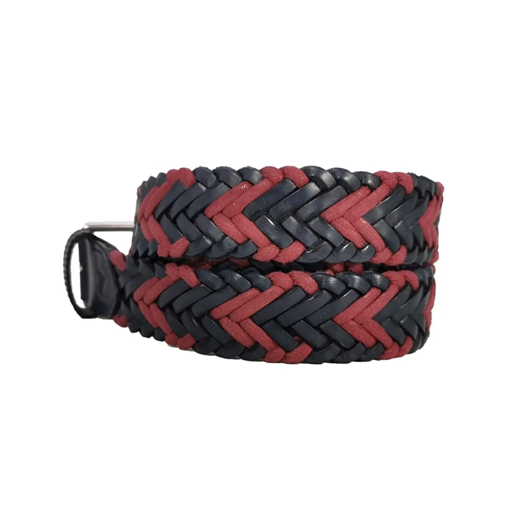 Buy Mens Braided Belt Black Red Leather 