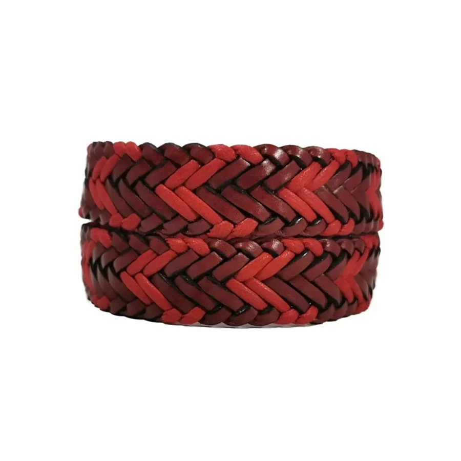 mens braided belt red burgundy leather REDBUR35NRDK009TBRANAR 2