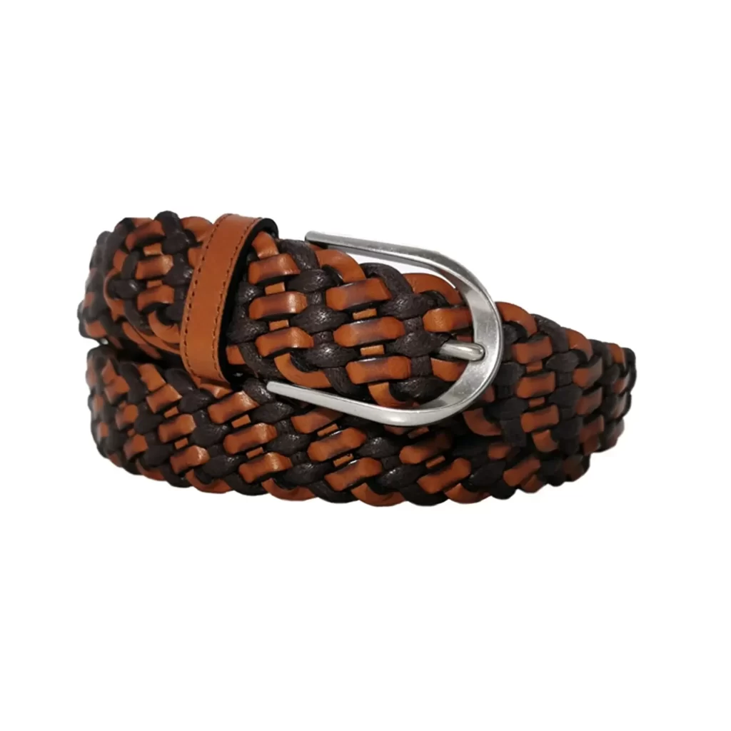 Buy Mens Woven Belt Cognac Brown Leather - LeatherBeltsOnline.com