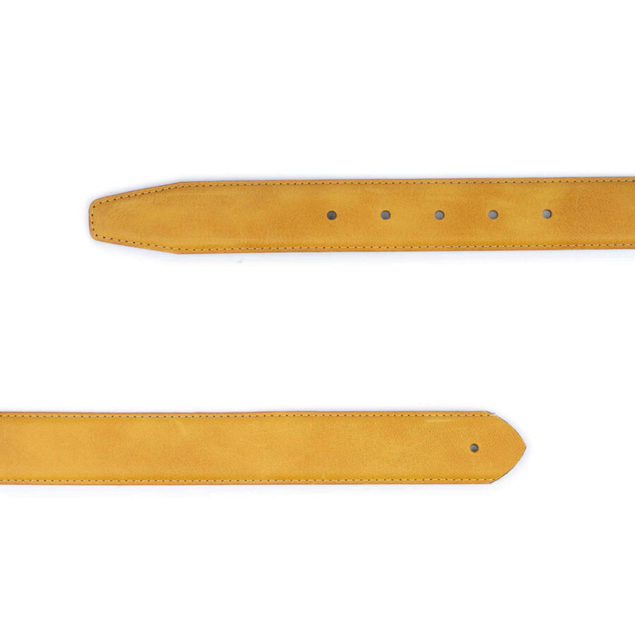 mustard yellow leather belt strap without buckle 2