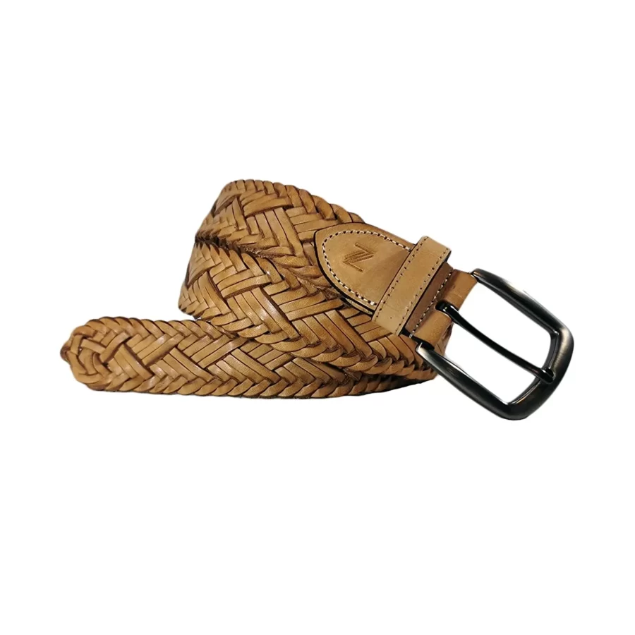 Buy Natural Beige Mens Woven Belt - LeatherBeltsOnline.com