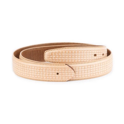 natural leather belt strap beige embossed 1 NATEMB3543HOLAML