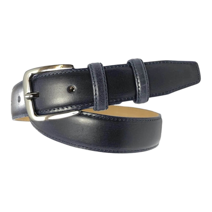 navy blue mens dress belt 3 cm quality leather 524314 3