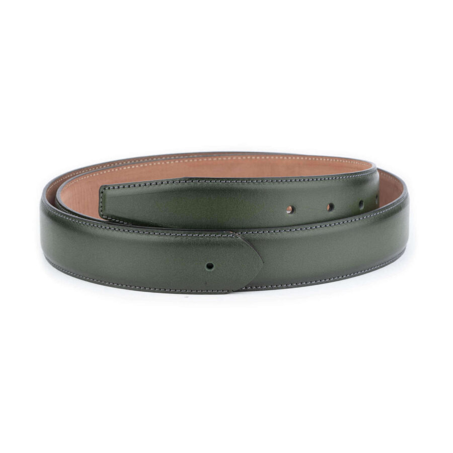 olive green belt strap for buckles with premade hole 1 OLIGRE35HOLSTI