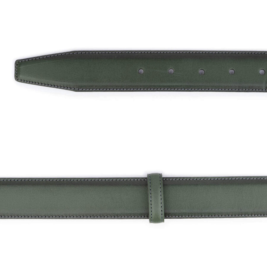 olive green belt strap for buckles with premade hole 3