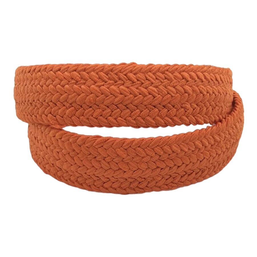 orange mens stretchy belt cotton leather 14567895 2
