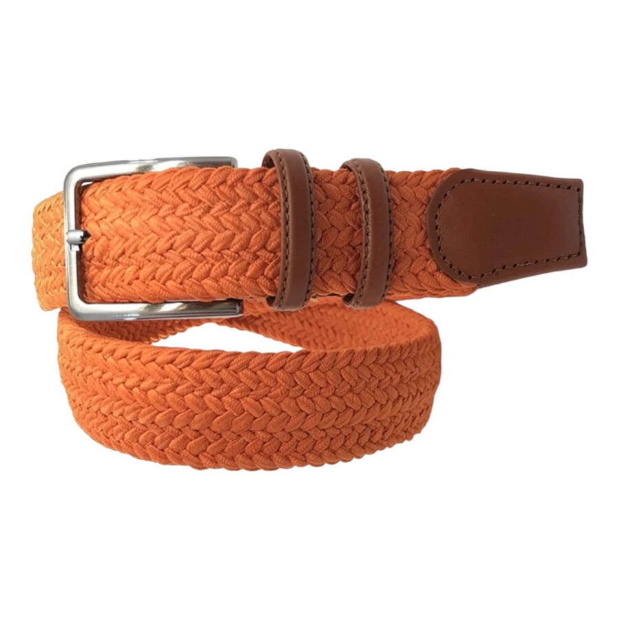 orange mens stretchy belt cotton leather 14567895 3