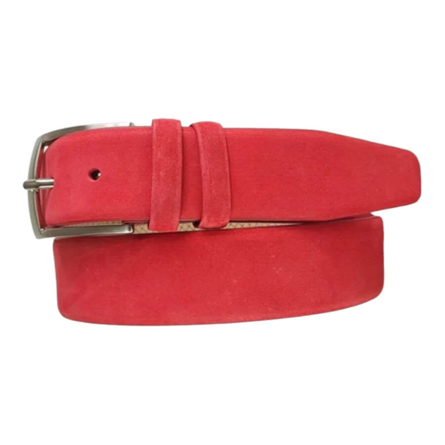 red nubuck suede belt high quality leather 526642201 2