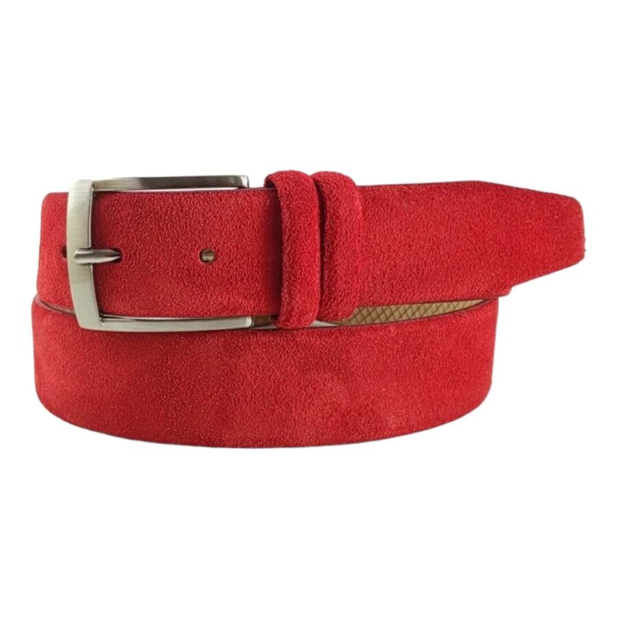 Buy Red Suede Suede Leather Belt Casual - LeatherBeltsOnline.com