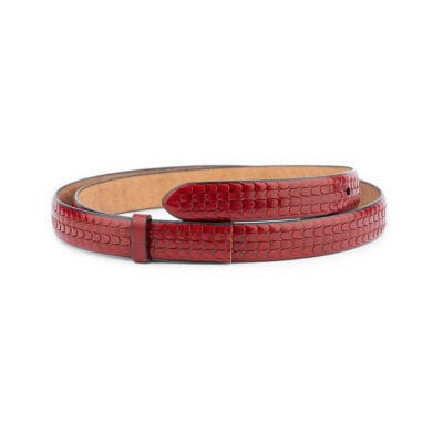red thin belt strap replacement embossed leather 1 REDEMB2042CUTAML