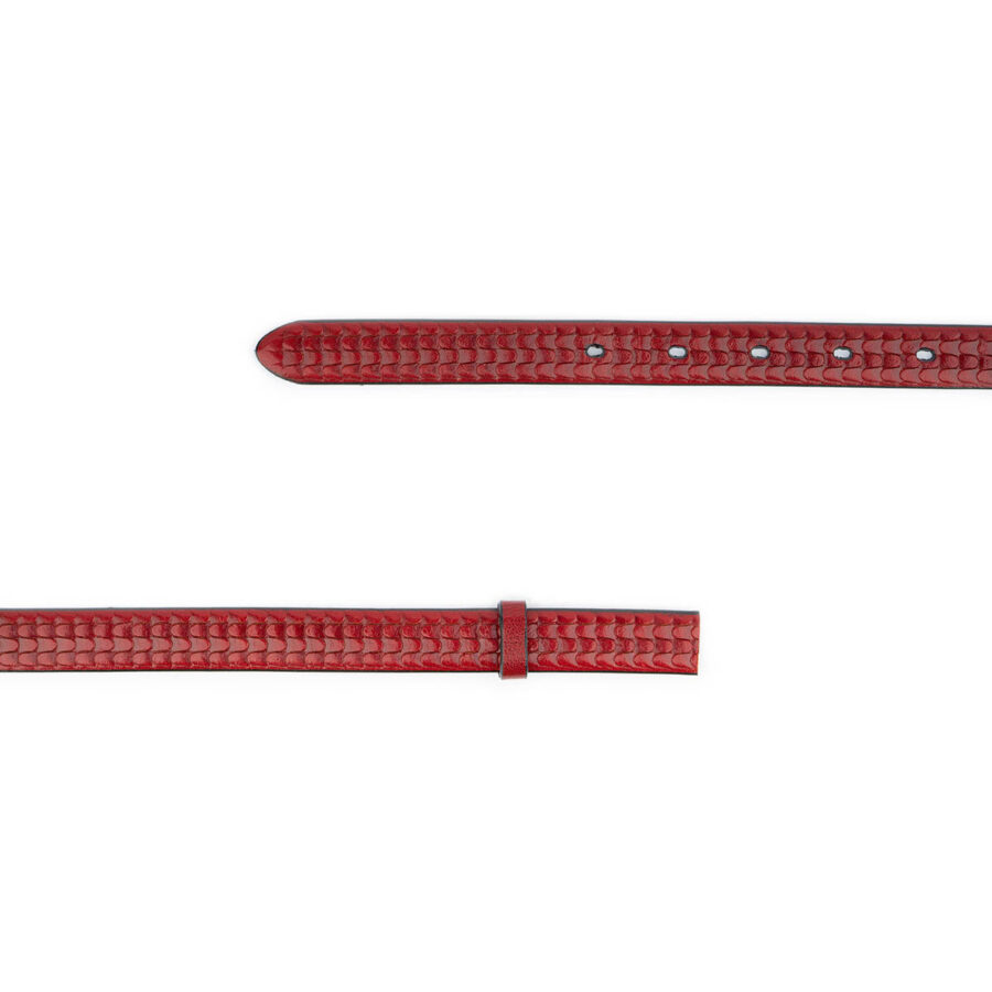red thin belt strap replacement embossed leather 2