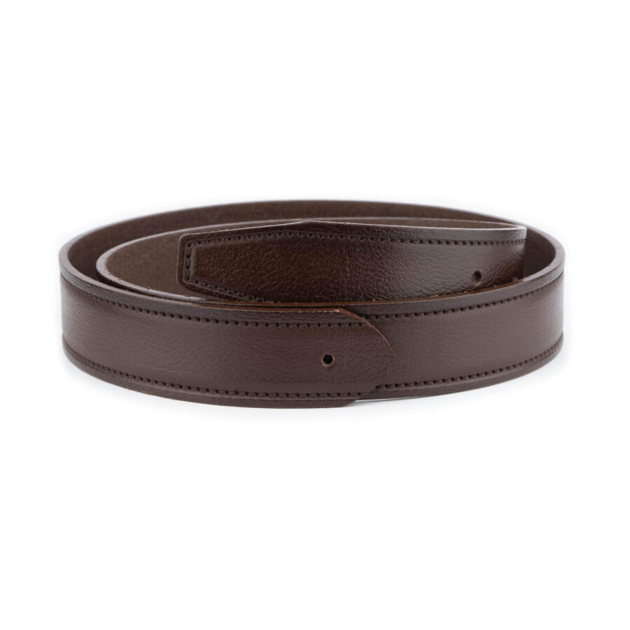 replacement mens belt strap dark brown leather no buckle 1 DARBRO35HOLCOW