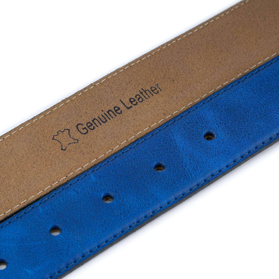 royal blue mens belt strap leather with premade hole 3