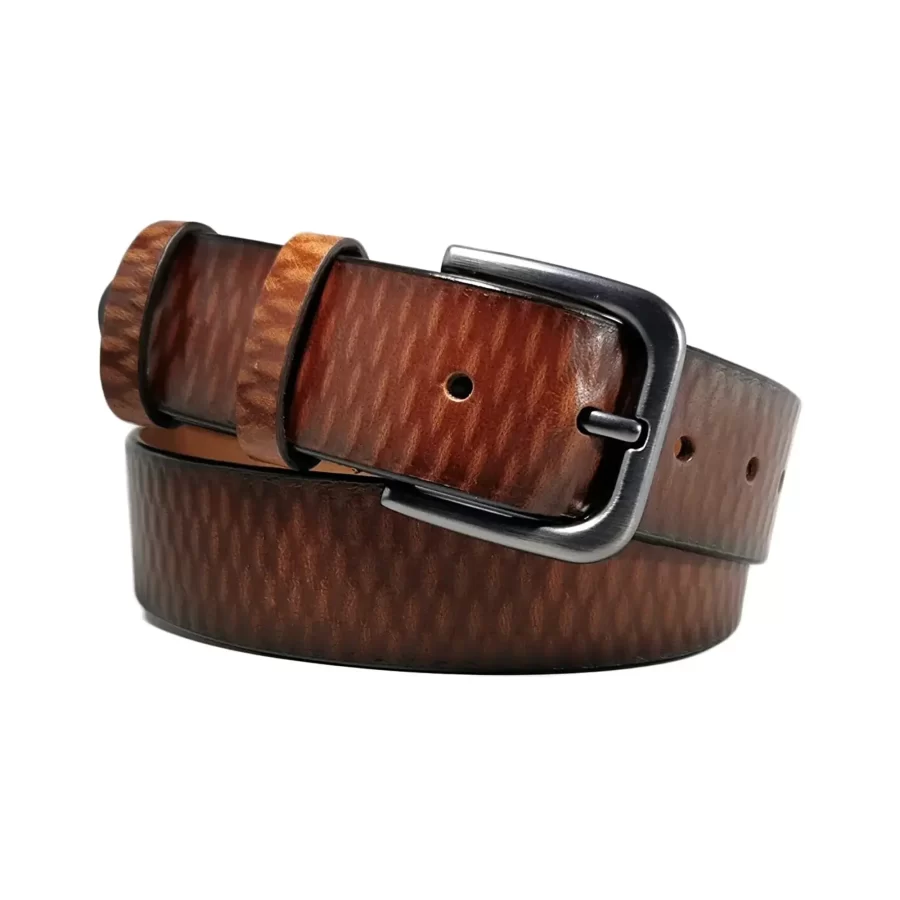 tan brown textured belt for mens jeans TEXTAN40NRD0381NAR 1