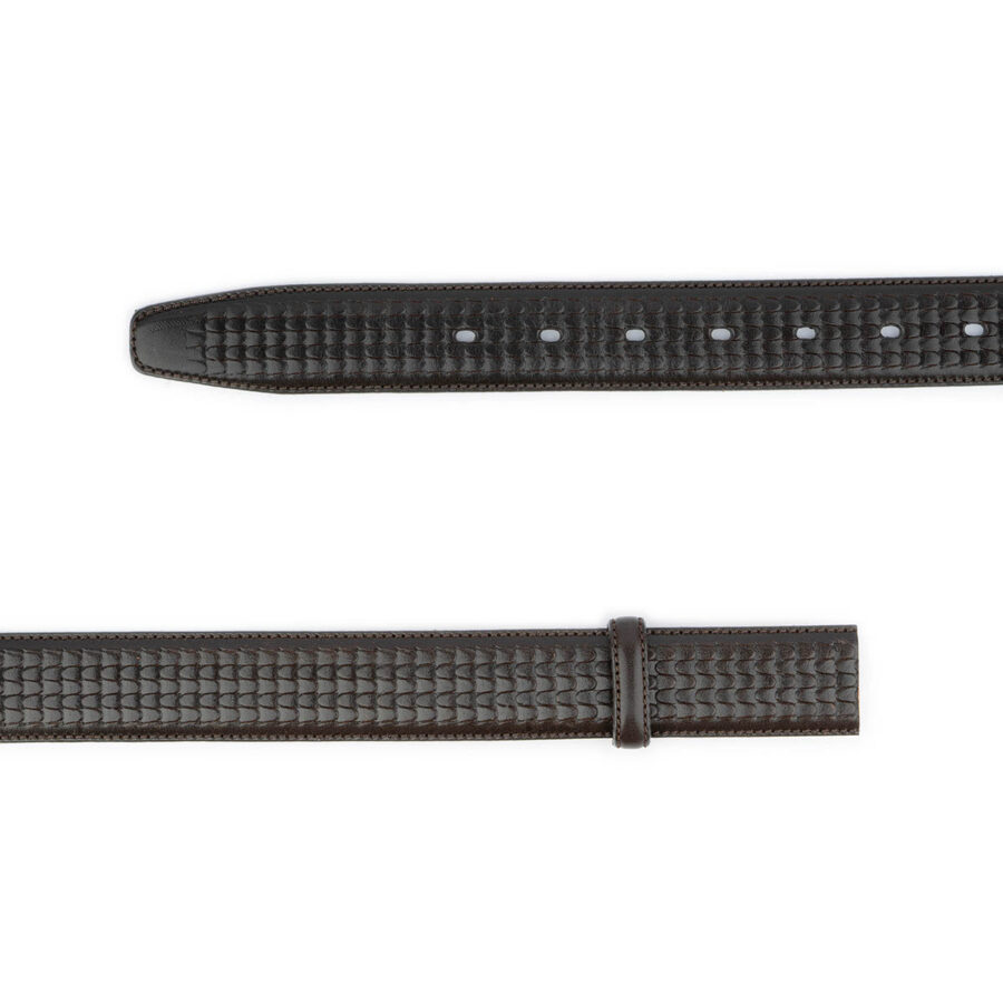 unique dark brown embossed leather strap for belt 2