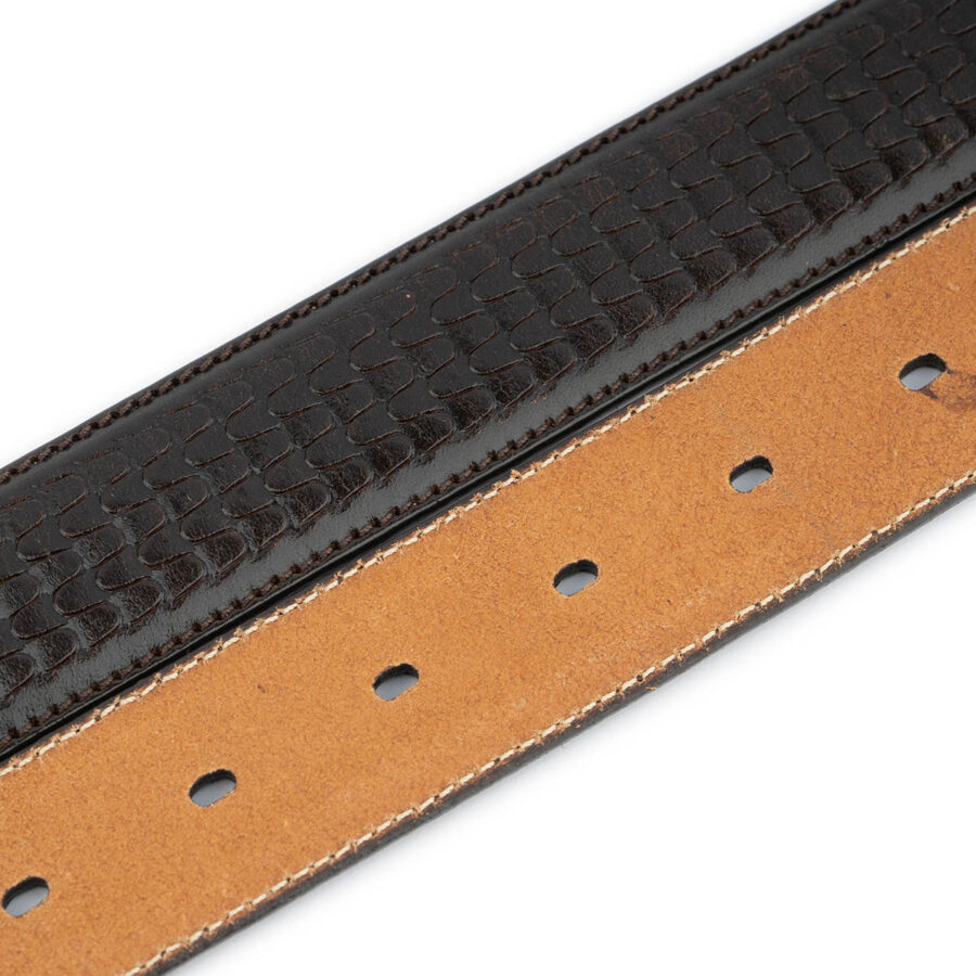 unique dark brown embossed leather strap for belt 3
