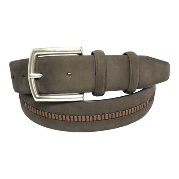 unique olive green suede leather belt brown stripe 1 UNIOLI77854511SUEGIR35 1