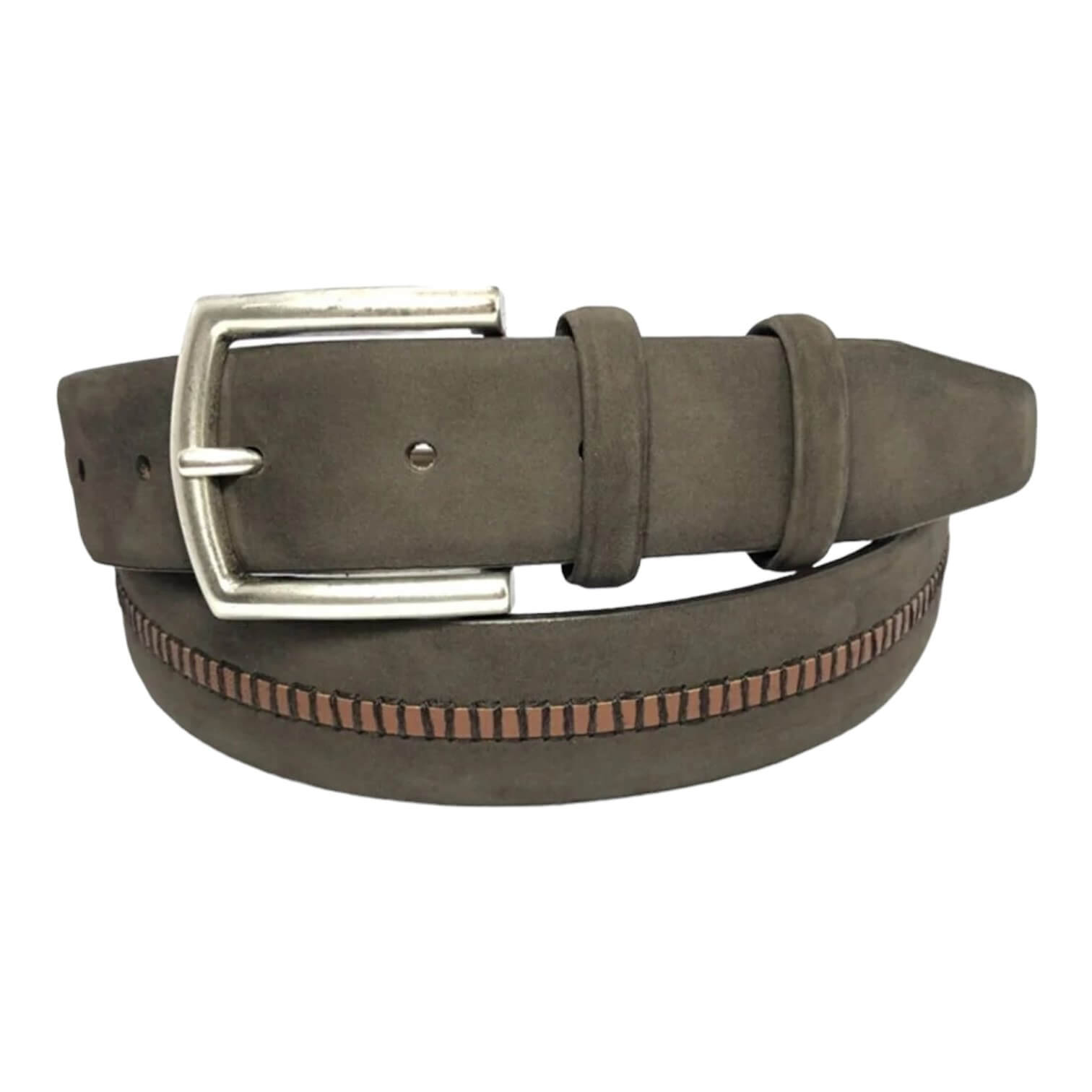 Buy Unique Olive Green Suede Leather Belt Brown Stripe ...