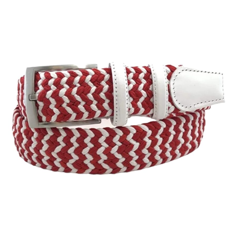 white red mens stretchy belt cotton leather 1 REDWHI14567895WOVGIR35 1