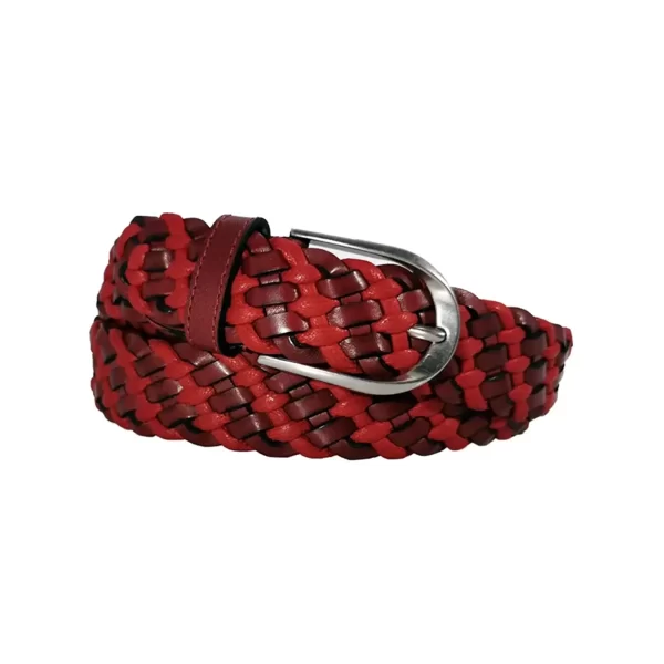 woven mens belt burgundy red leather REDWOV35NRDK007TNAR 1