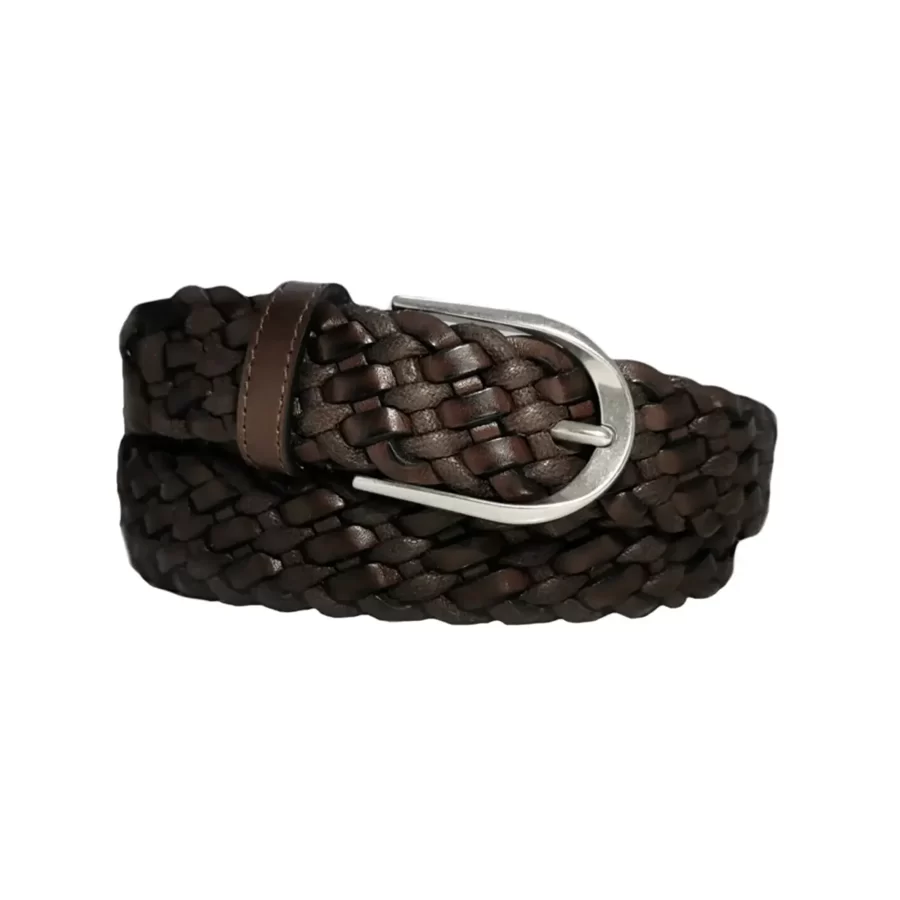 Buy Woven Mens Belt Dark Brown Leather - LeatherBeltsOnline.com