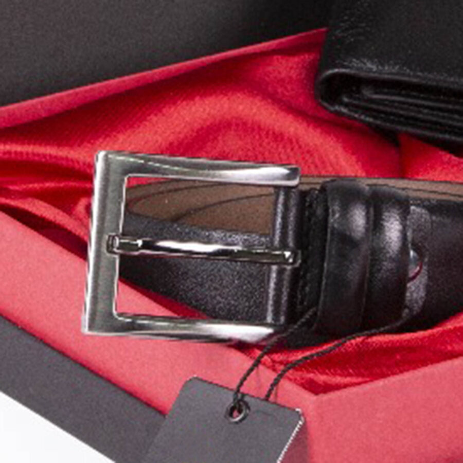 Black Leather Belt And 2 Wallet Gift Set 2