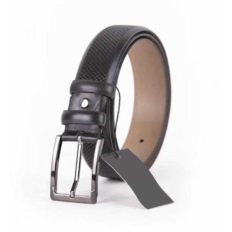 Black Mens Belt Dress Laser Cut Leather ST01451 6