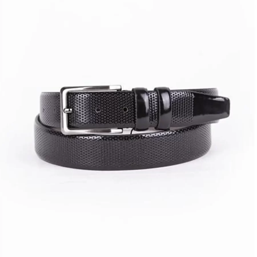 Black Mens Belt Dress Patent Leather ST01408 1