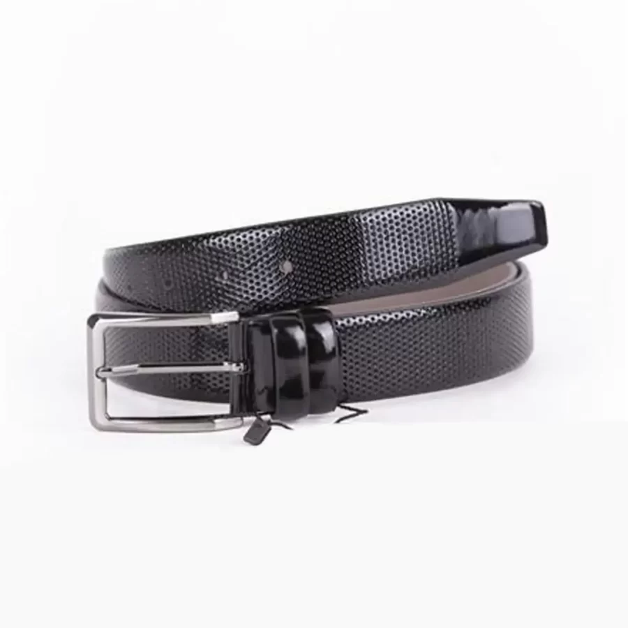 Black Mens Belt Dress Patent Leather ST01408 2