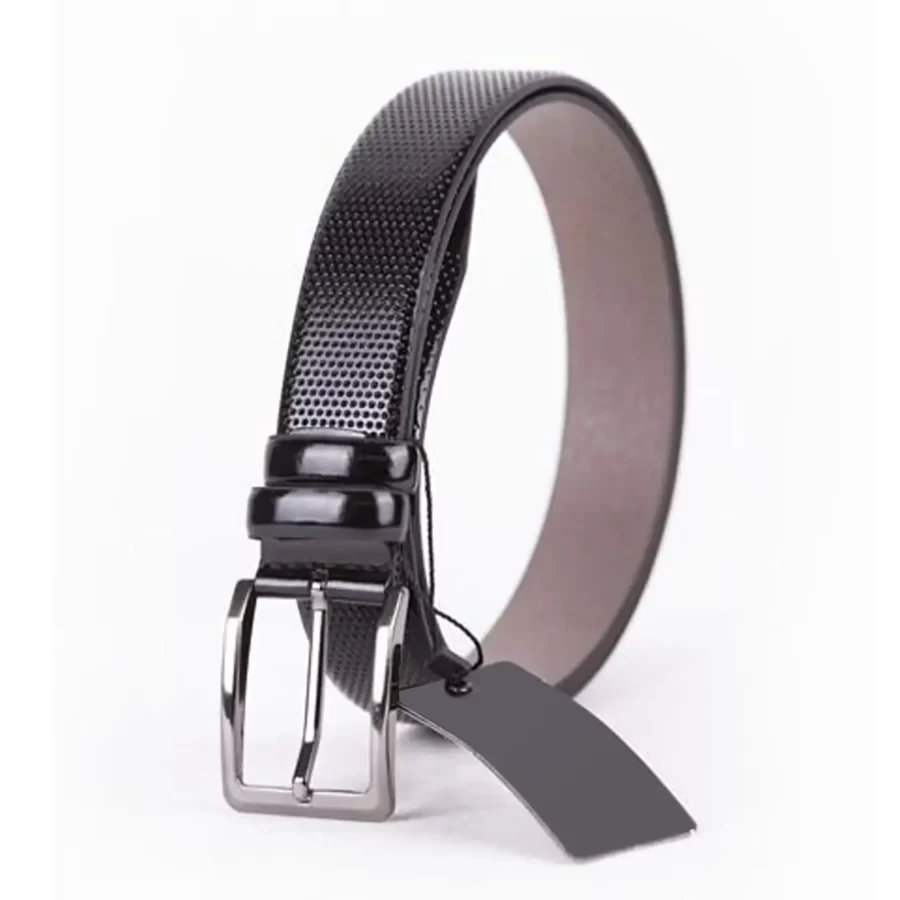 Black Mens Belt Dress Patent Leather ST01408 3