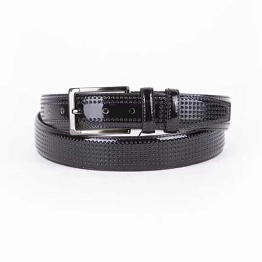 Black Mens Belt Dress Patent Leather ST01410 1