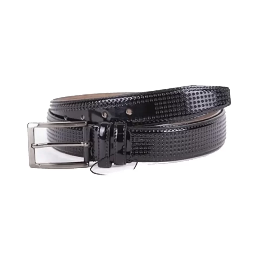 Black Mens Belt Dress Patent Leather ST01410 2