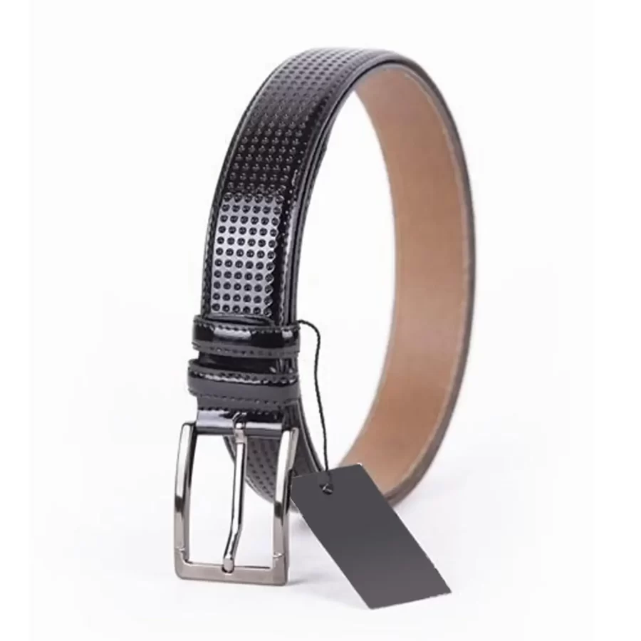 Black Mens Belt Dress Patent Leather ST01410 3