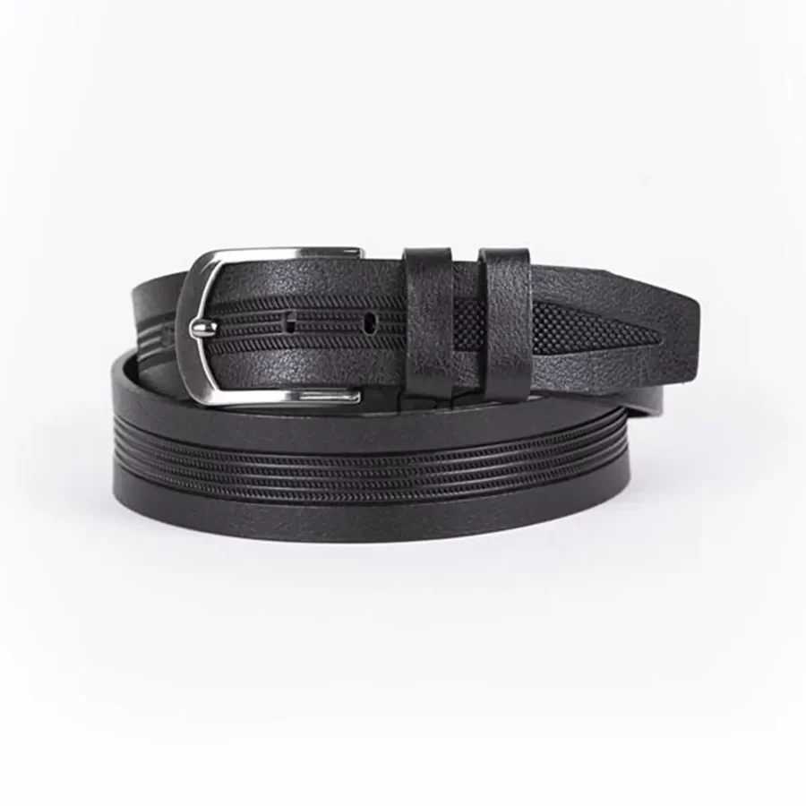 Black Mens Belt For Jeans Genuine Leather ST01336 4