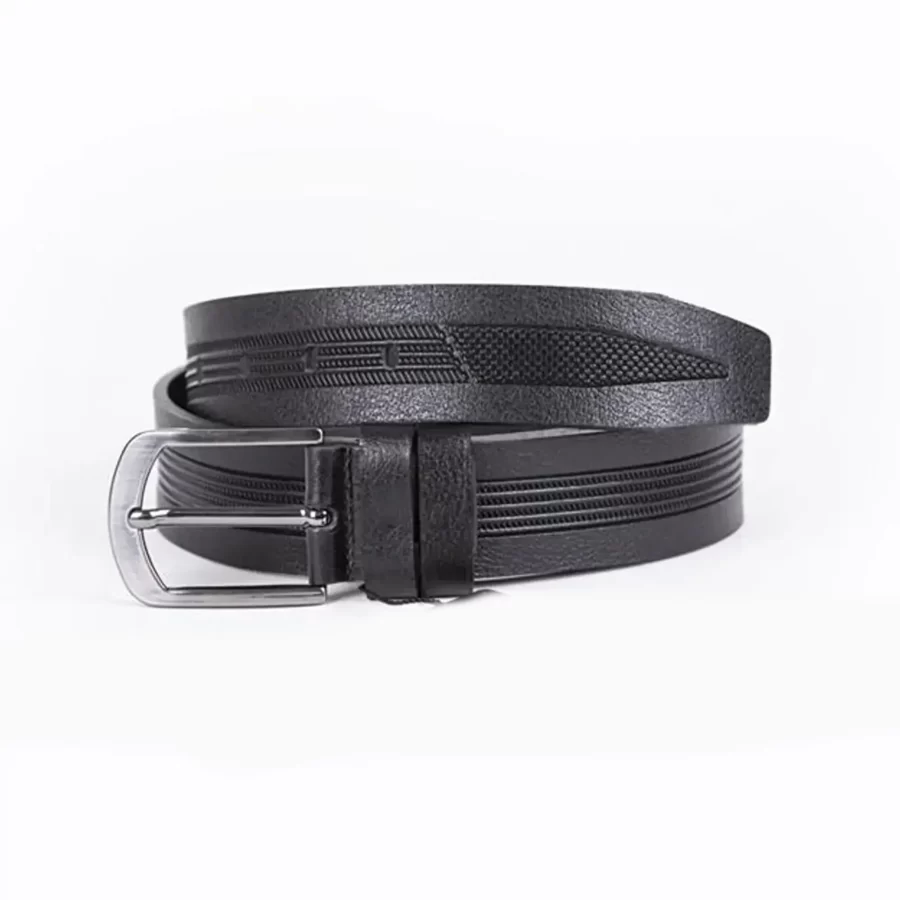 Black Mens Belt For Jeans Genuine Leather ST01336 5