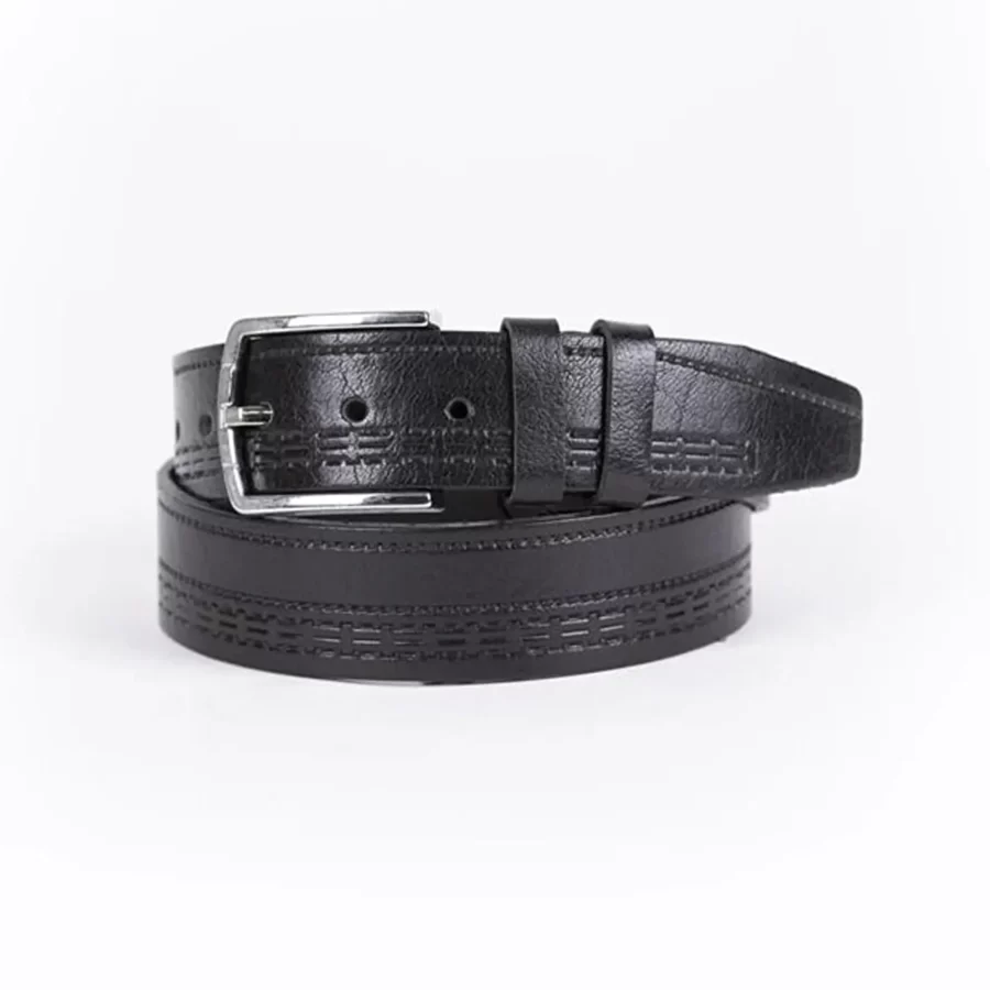 Black Mens Belt For Jeans Genuine Leather ST01390 1