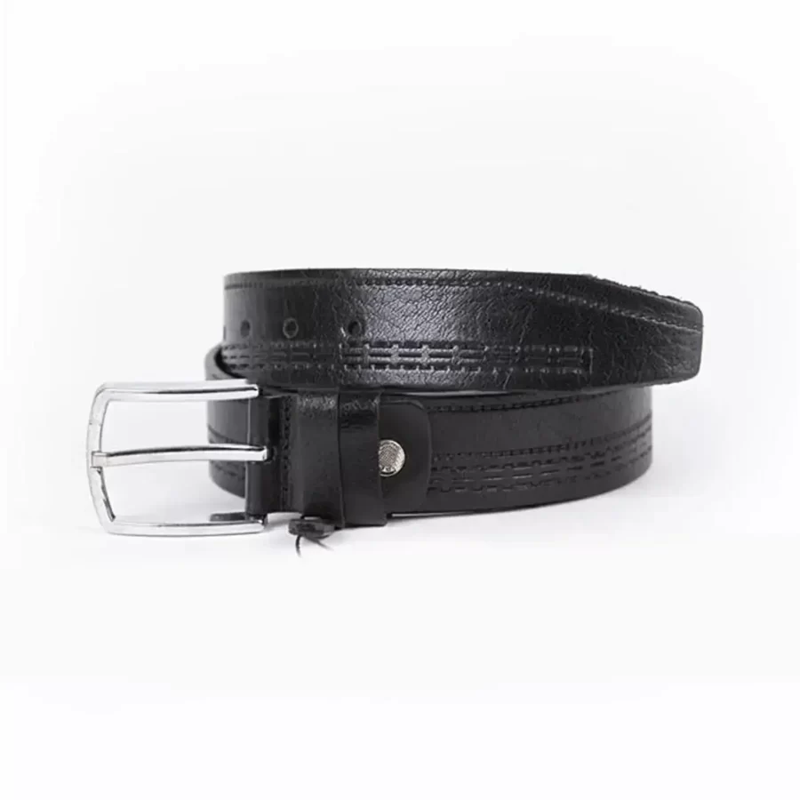 Black Mens Belt For Jeans Genuine Leather ST01390 2