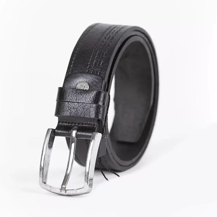 Black Mens Belt For Jeans Genuine Leather ST01390 3