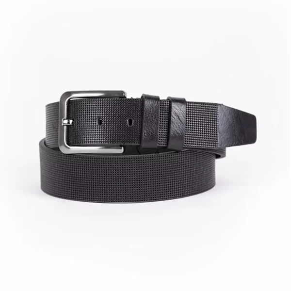 Black Mens Belt For Jeans Laser Dotted Leather ST01379 1