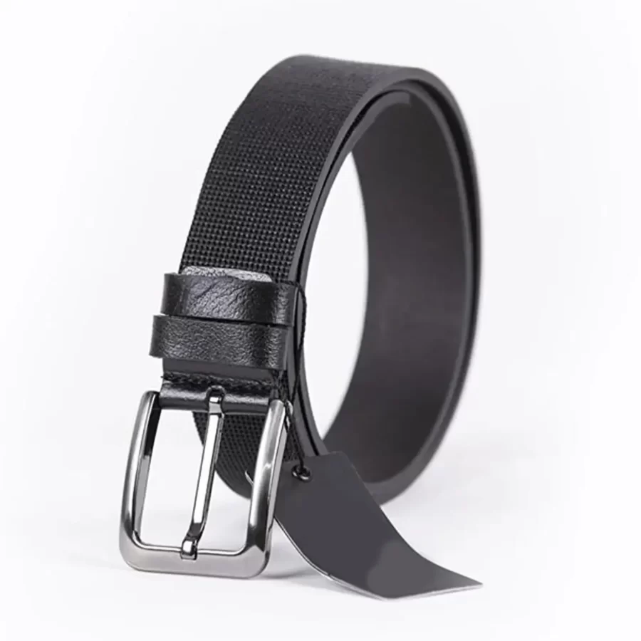 Black Mens Belt For Jeans Laser Dotted Leather ST01379 3