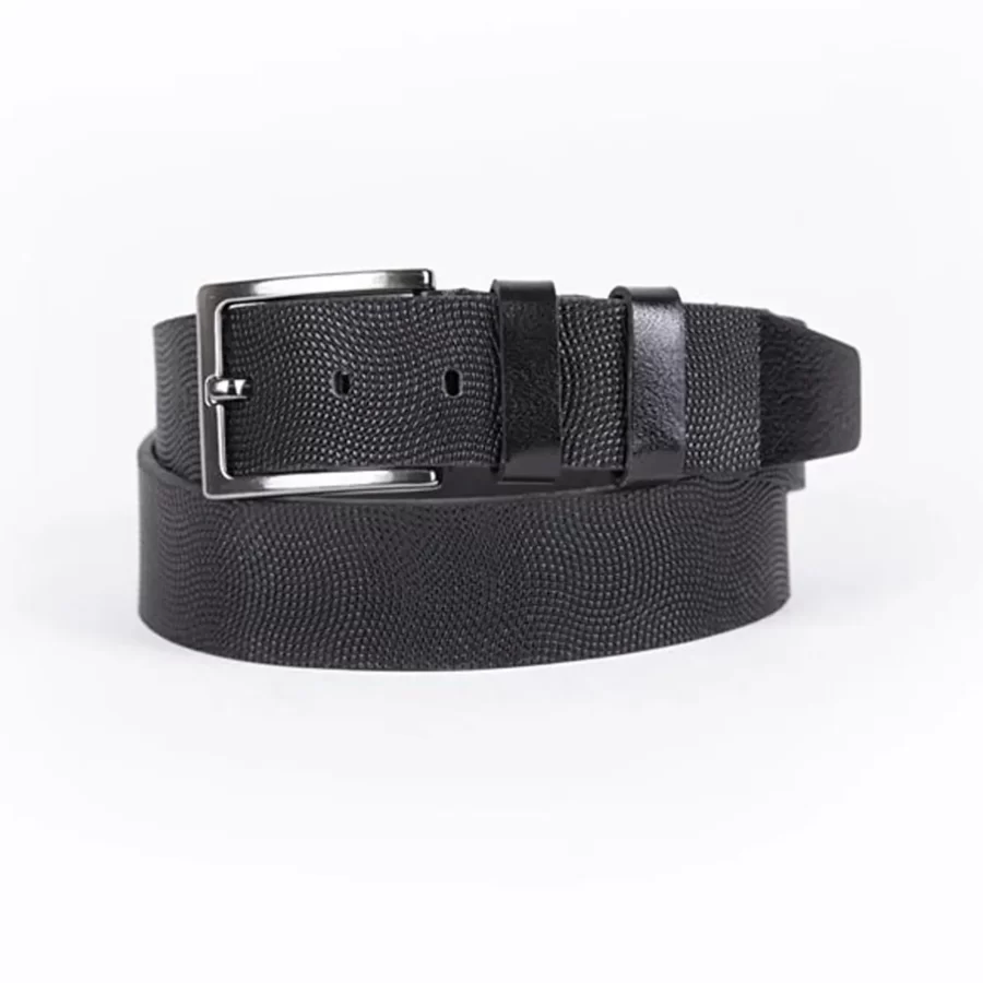 Black Mens Belt For Jeans Wide Dotted Leather ST01321 1
