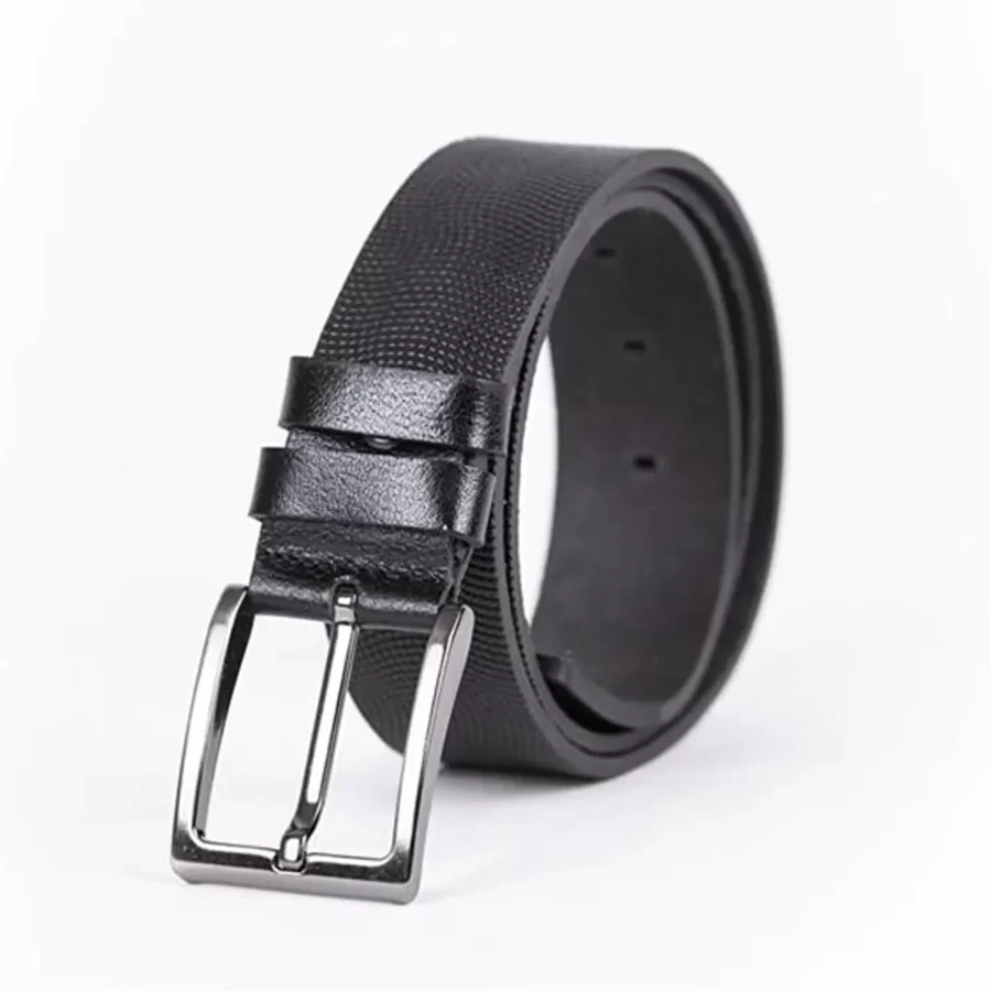 Black Mens Belt For Jeans Wide Dotted Leather ST01321 3