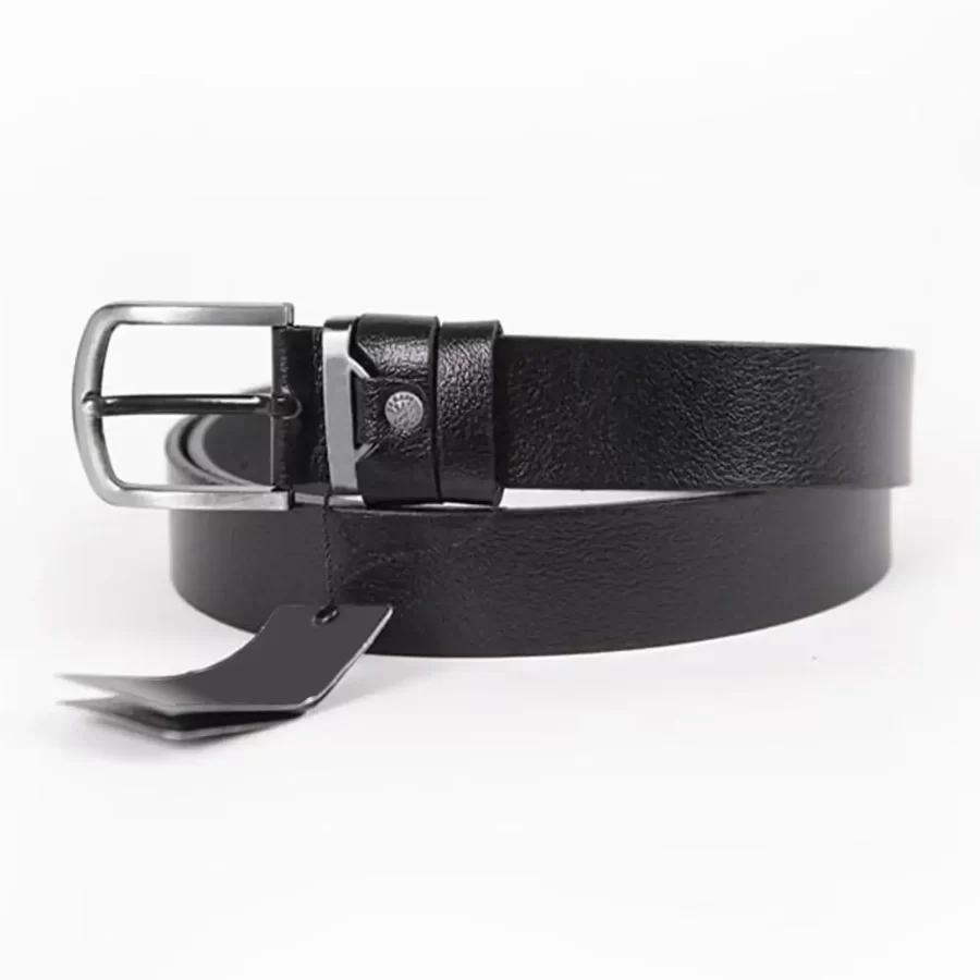 Black Mens Belt For Jeans Wide Genuine Leather ST01021 2