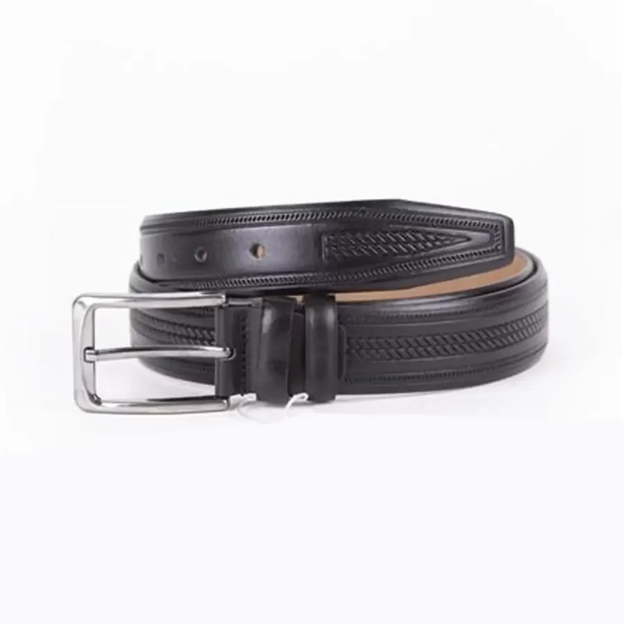 Black Mens Belt For Pants Genuine Leather ST01498 2