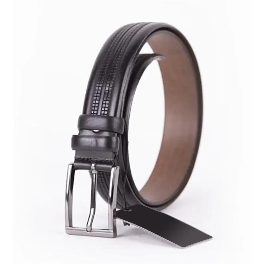 Black Mens Belt For Suit Genuine Leather ST01424 1