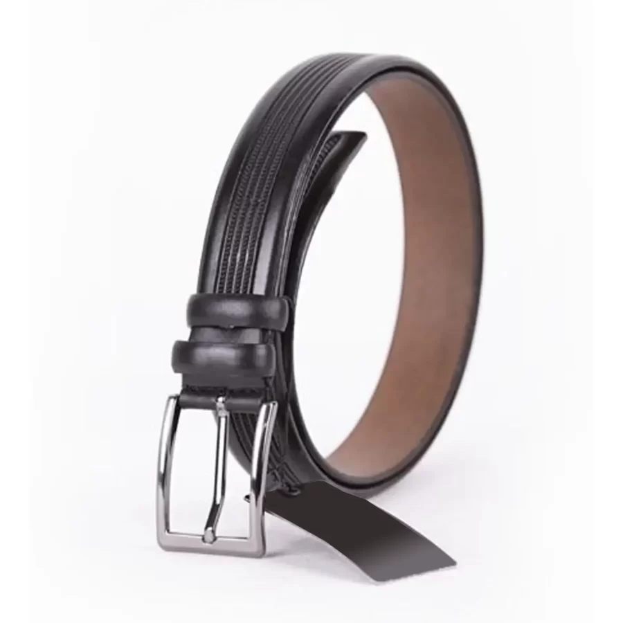 Black Mens Belt For Suit Genuine Leather ST01446 3