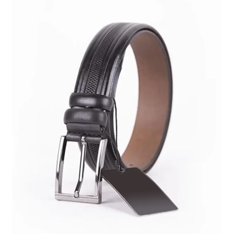 Black Mens Belt For Suit Genuine Leather ST01454 3