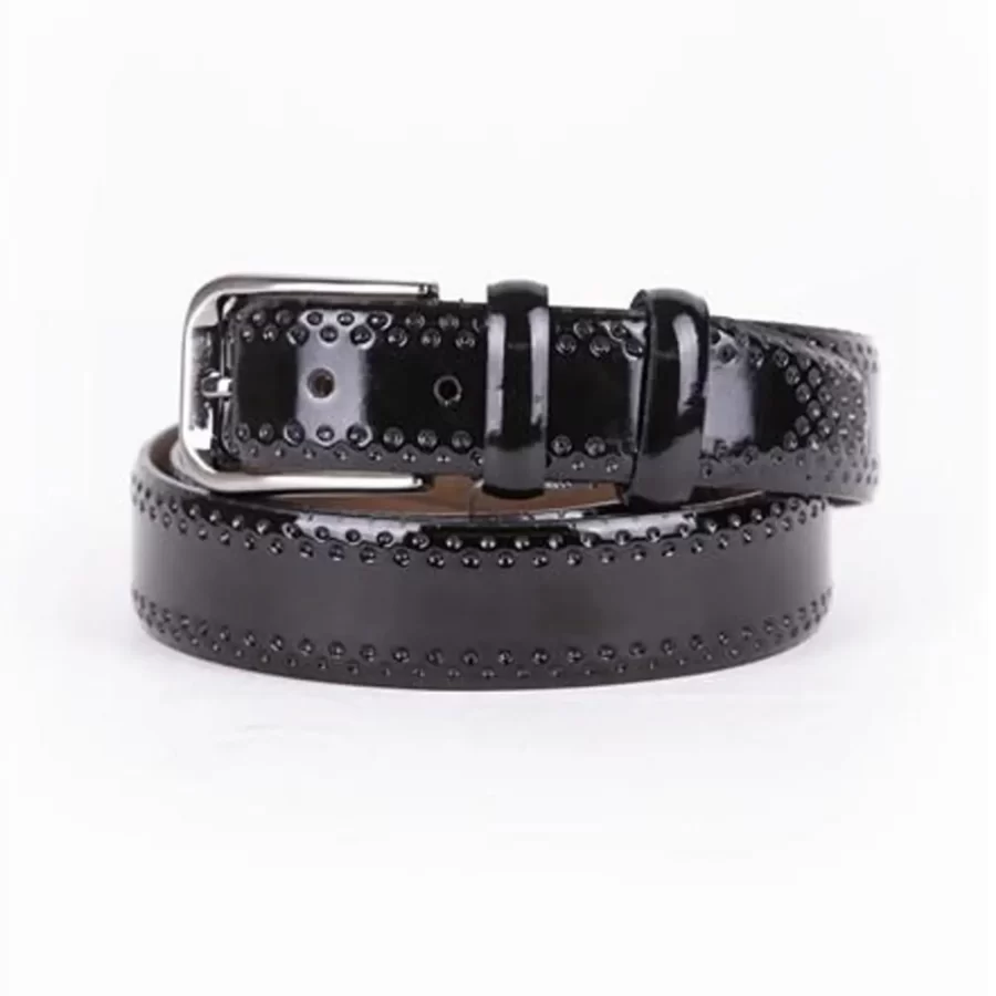 Black Mens Belt For Suit Patent Leather ST01418 1