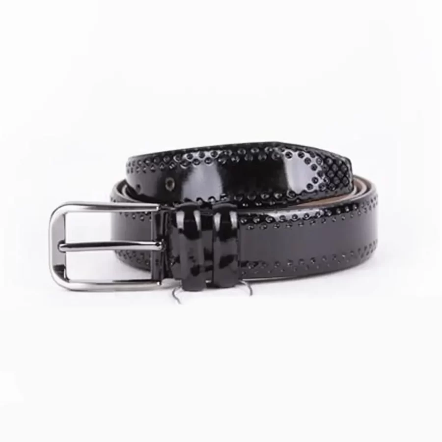 Black Mens Belt For Suit Patent Leather ST01418 2